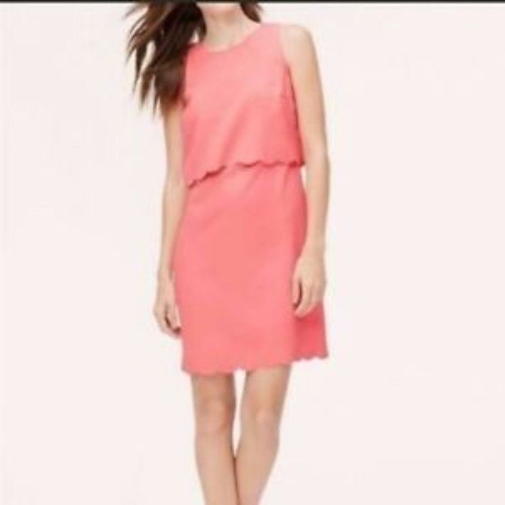 Ann Taylor LOFT coral scalloped dress